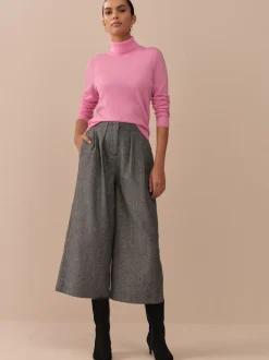 Gris - N. Premium Jupes-culottes à Chevrons avec laine