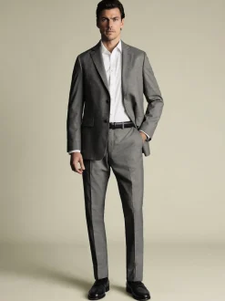 Gris - Pantalon Charles Tyrwhitt slim en peau de requin