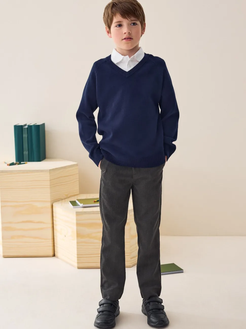 Gris - Pantalon habillé à l’école (3-17ans)