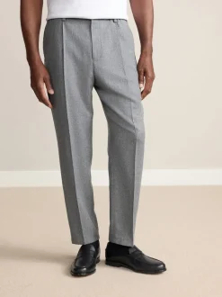 Gris - Pantalon élégant Signature Reiss Regular fuselé en 100% laine mérinos avec dos élastique