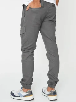 Gris - Pantalon Threadbare en coton Blend poche à poignets