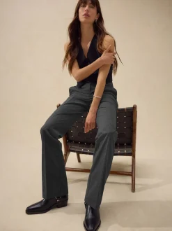 Gris - Pantalons bootcut sculptants à carreaux habillés