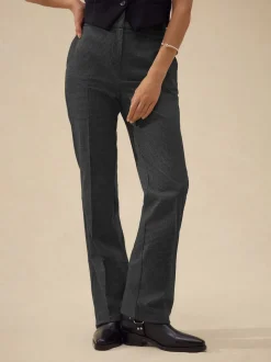 Gris - Pantalons bootcut sculptants à carreaux habillés