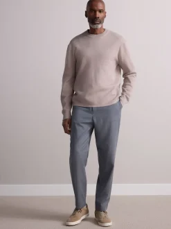 Gris - Pantalons Habillé texturés à taille élastiquée en laine