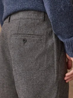Gris - Pantalons élégants texturés et fuselés coupe standard avec laine