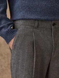 Gris - Pantalons élégants texturés et fuselés coupe standard avec laine