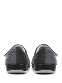 Gris - Pavers femme Chaussons entièrement à fermeture tactile avec semelle permassique