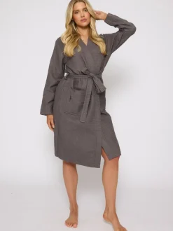 Gris - Peignoir gaufré Loungeable 100% coton