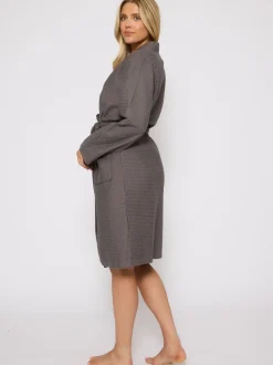 Gris - Peignoir gaufré Loungeable 100% coton