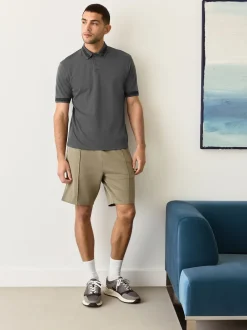 Gris - Polo à col intelligent Manches courtes