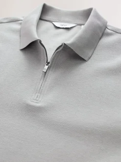 Gris - Polo texturé élégant à col zippé