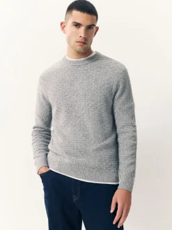 Gris - Pull à Coupe classique texturé en maille à Col rond