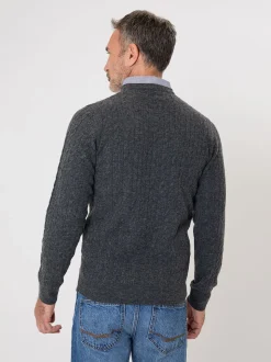 Gris - Pull chemise Saltwell en maille torsadée