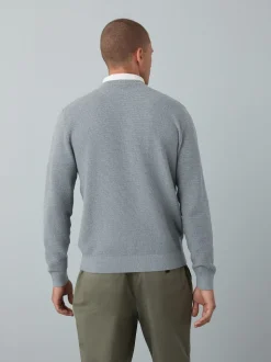 Gris - Pull Oxford texturé coupe classique