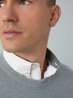 Gris - Pull Oxford texturé coupe classique