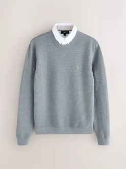 Gris - Pull Oxford texturé coupe classique