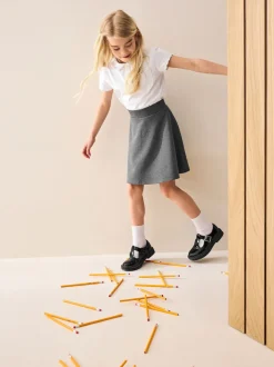 Gris - Pull-On Jersey Extensible School Skater Jupes (3-17yrs)