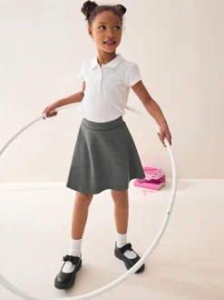 Gris - Pull-On School Skort with Jersey Extensible (3-17yrs)