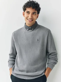 Gris - Pulls Coupe classique côtelé à Texture simulée