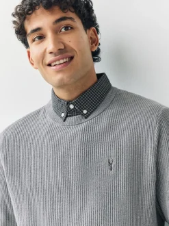 Gris - Pulls Coupe classique côtelé à Texture simulée