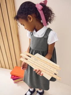 Gris - Robe d'école à chasuble extensible en jersey (3-14ans)