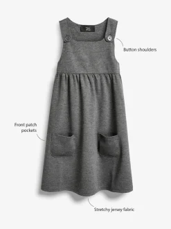 Gris - Robe d'école à chasuble extensible en jersey (3-14ans)