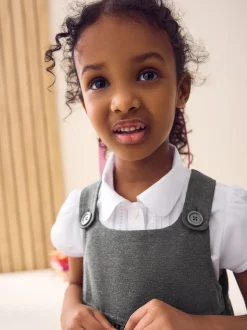 Gris - Robe d'école à chasuble extensible en jersey (3-14ans)