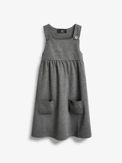 Gris - Robe d'école à chasuble extensible en jersey (3-14ans)