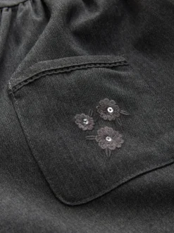 Gris - Robe d’école Tablier brodée boutonnée sur le devant (3-14ans)