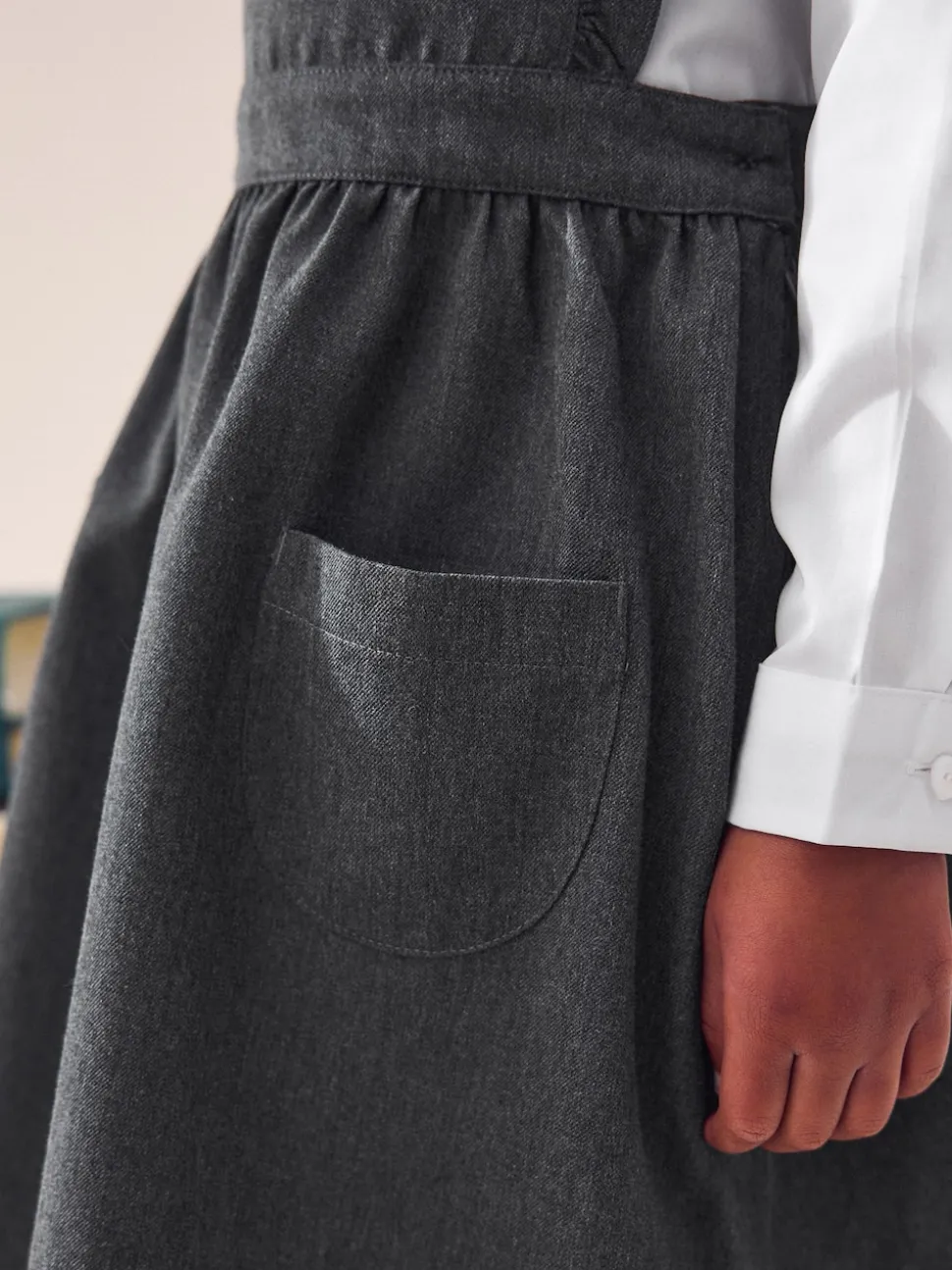 Gris - Robe d'école Volants Detail Pinafore (3-14yrs)