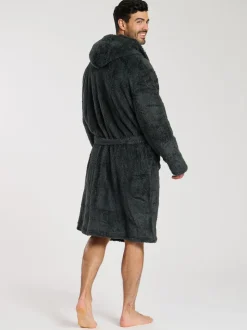 Gris - Robe de chambre à capuche Loungeable Sherpa