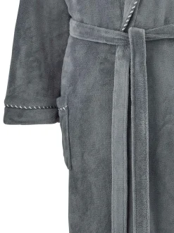 Gris - Robe de chambre Savile Row Company légère en polaire douce à bords de corde