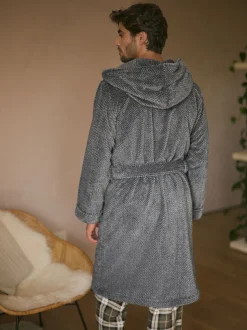 Gris - Robe de chambre super douce À capuche