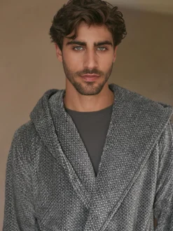 Gris - Robe de chambre super douce À capuche