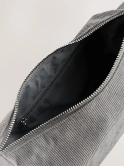 Gris - Sac à bandoulière effet velours côtelé