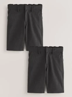 Gris - Short d'école à devant plat (3-14ans)