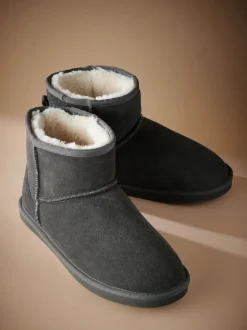Gris - Signature Bottes en daim avec doublure en fausse fourrure