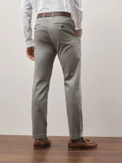 Gris - Slim Fit (Slim Fit) - Pantalon chino doux imprimé à ceinture
