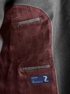 Gris - Slim Fit (Slim Fit) - Veste de costume en flanelle de laine et cachemire mélangées Signature Zignone