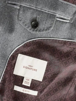 Gris - Slim Fit (Slim Fit) - Veste de costume en flanelle de laine et cachemire mélangées Signature Zignone