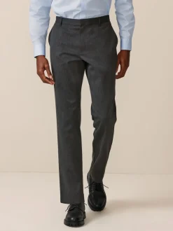Gris - Slim Fit (Slim Fit) - Pantalon élégant uni sur le devant