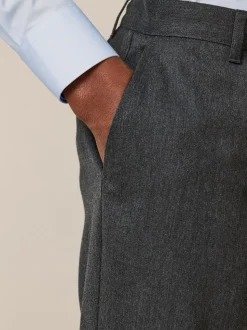 Gris - Slim Fit (Slim Fit) - Pantalon élégant uni sur le devant