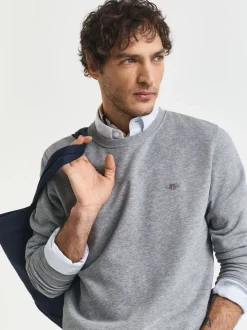 Gris - Sweat GANT Shield à col ras du cou