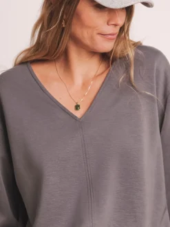 Gris - Sweat modal Anthology By JD Williams haut de gamme à col en V