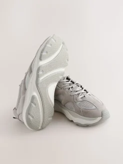 Gris - Tapis de couloir avec bordure en daim