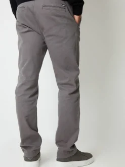 Gris - Threadbare Coupe droite Canvas Pantalons With Extensible