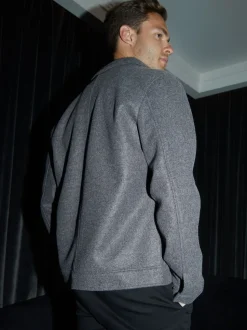 Gris - Threadbare Veste à boutons brossés-chemise