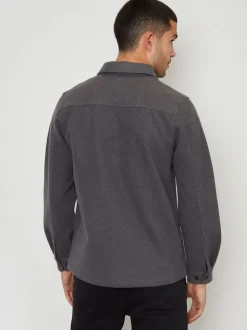 Gris - Threadbare Veste-chemise à boutons en laine et fausse fourrure