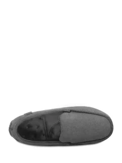 Gris - Totes Mens Isotoner Square Patterned Smart Moccasin Slippers