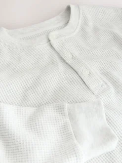 Gris - T-shirt manches longues à col mao